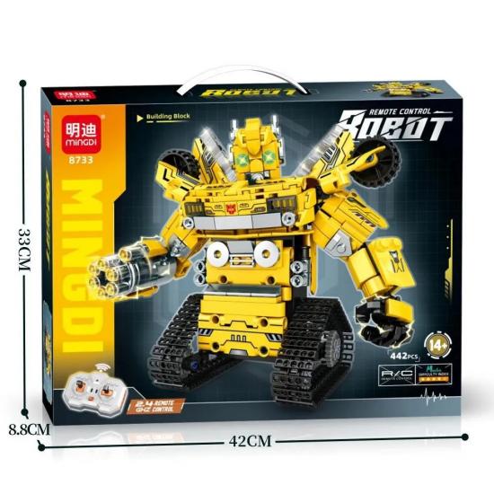 RC Robot na daljinski Mingdi 8733 žuti robot kockice za sklapanje 442 dela